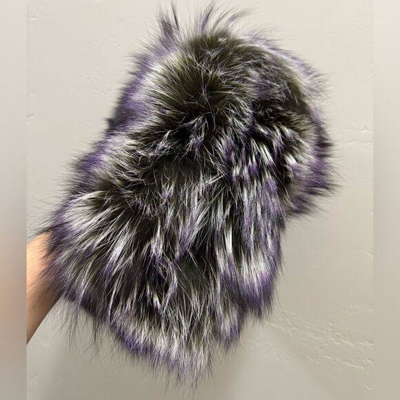 3 Tone Color Gradient Stunning Dyed Real Fox Fur With Mink Fur Handle Satchel - Picture 14 of 16